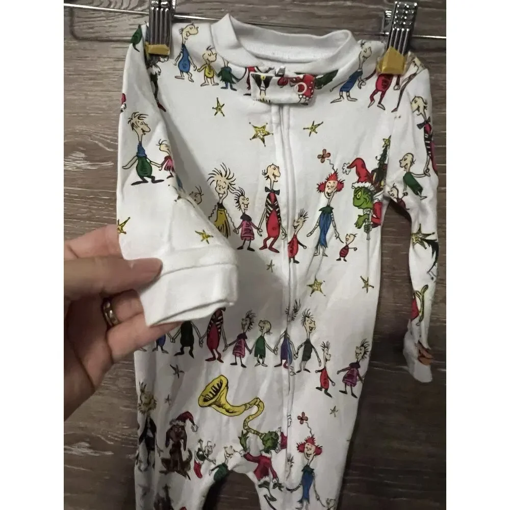 Pottery Barn Kids 9-12 M Dr.Seuss’s Grinch Nursery One Piece Pajama #6625